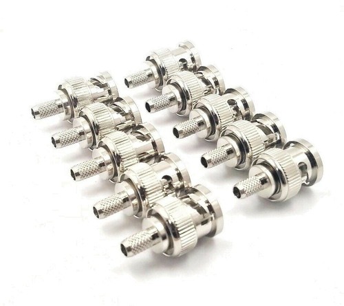 30pcs RF Connector BNC Male Crimp Nickel Plated Body Gold Pin RG58 LMR195 - Picture 2 of 7