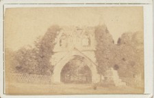 CDV PHOTO OF KIRKHAM ABBEY GATE   PORCH - NORTH YORKSHIRE, ENGLAND