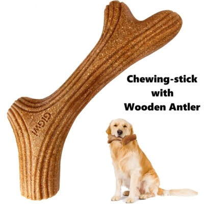 Wooden Deer Antlers Dog Chew Toys, Large Dog Chewing Stick