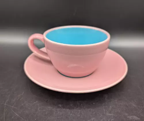 Vintage Lindt-Stymeist Colorways Coffee Tea Cup Mug w Saucer Pink Blue