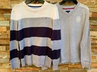Tommy Hilfiger Lot of 2 Top Long Sleeve Round V Neck Gray Sweaters Sz M 12 /14 — photo 3