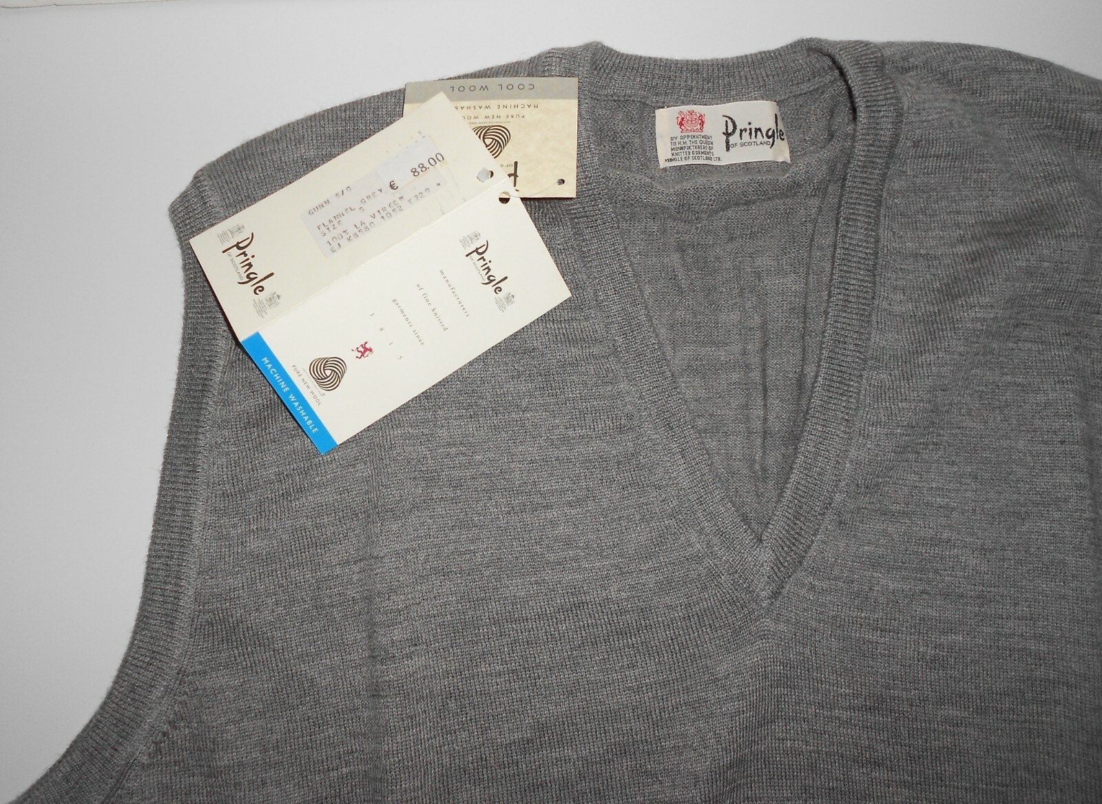 PRINGLE Scotland Mens Tank Top Sweater Flannel Woll Grey Size S RRP €88 image 6