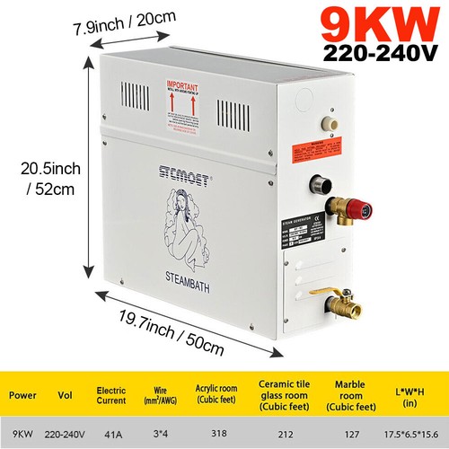 9KW Steam Generator Kit Sauna Bath Spa Steamer for Suitable 10m³ Space Heating - Picture 2 of 12