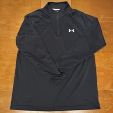 Under Armour Sweater Mens Medium Black Heat Gear 1/4 Zip Pullover Long Sleeve
