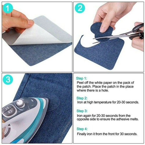 20Pcs 5 Colors DIY Iron On Denim Fabric Patches For Clothing Jeans Repair Kit UK - Picture 10 of 10