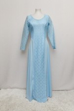 Vintage Mary Martin womens dress set blue lace M+ 70s