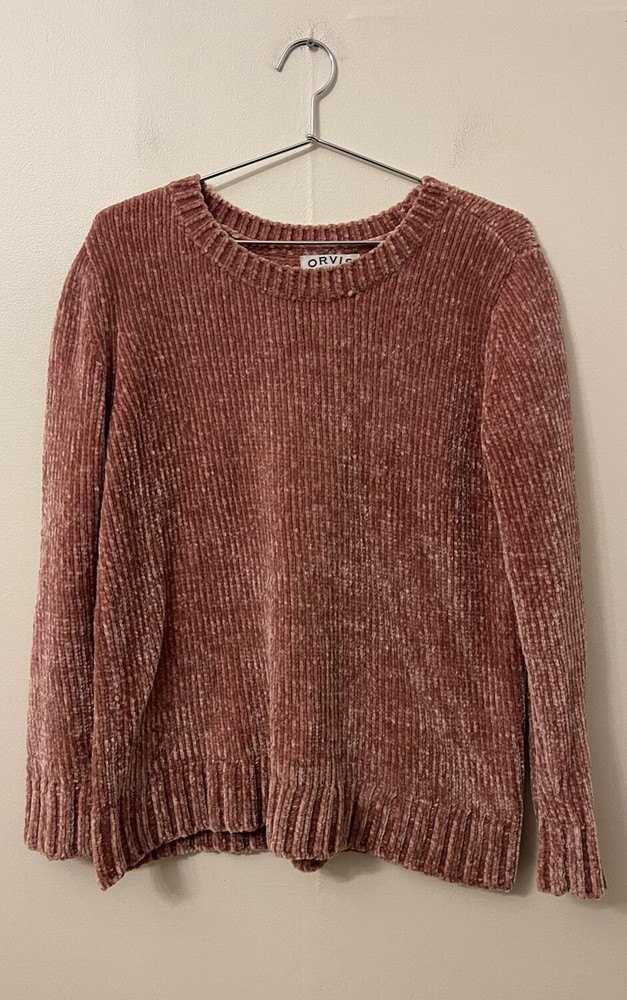 Orvis Womens Medium Rose Pink Chenille Soft Sweater Classic Collection, Orvis M