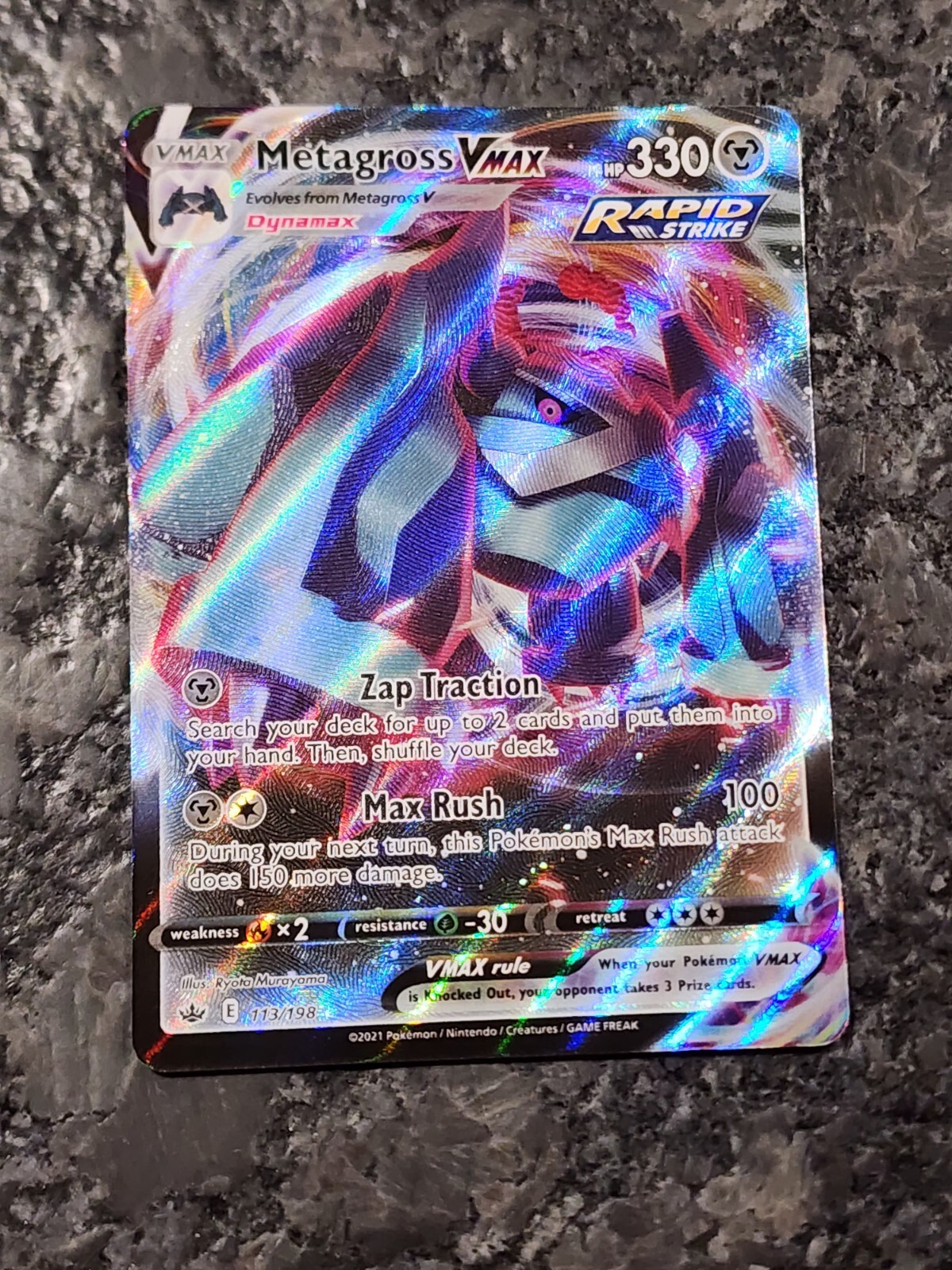 Pokémon TCG Metagross VMAX Sword & Shield Chilling Reign 113/198 Holo Ultra Rare