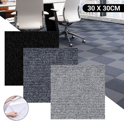 1-100 Pack Carpet Tiles Commercial Retail Office Flooring Self Adhesive 12x12 in