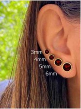 Solid 14k Yellow Gold Round Bezel Set CZ Birthstone 4mm Stud Earrings