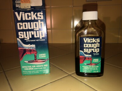 1970 s Vicks Cough (Cherry-Flavored) Syrup (Used)(Some Still In Bottle)