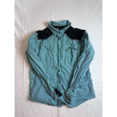 Sherry Cervi x RU Apparel Blue Western Long Sleeve Pearl Snap Women's XXL *