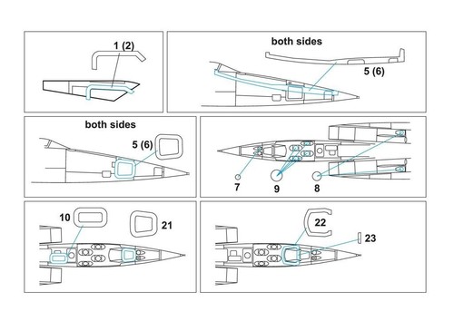 Detalles Metálicos MDM4802 Mascarillas (ICM) para Kit Modelo Escala 1:48 MiG-25RBT - Imagen 18 de 24