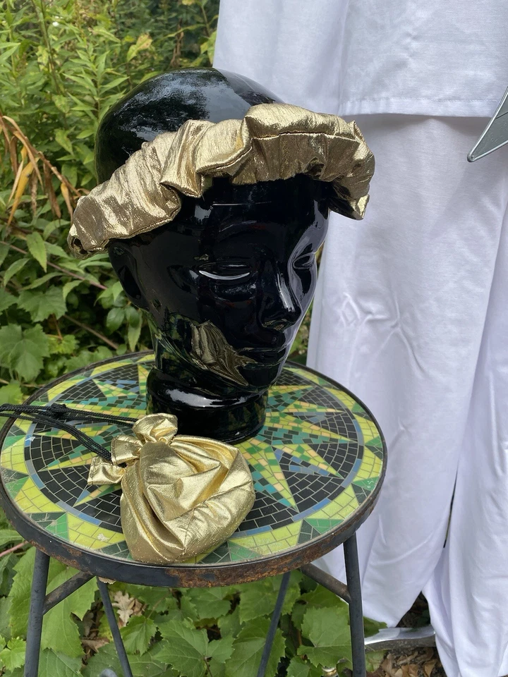 Vtg Sheik Handmade Halloween Costume White Cape With Gold Lame’ Sash Size Medium - Image 4 of 4