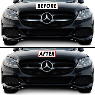 Chrome Delete Blackout Overlay for 2015-21 Mercedes C Class Sedan Grill Trim