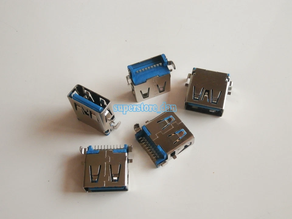 2X USB 3.0 Female Type-A 9 Pin SMT SMD Panel Mount DIP USB Connector 90° Legs - Image 2 of 4