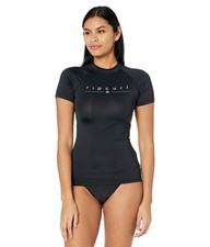 Rip Curl L126039 Womens Black Golden Rays Short Sleeve UV T- Shirt Size 6