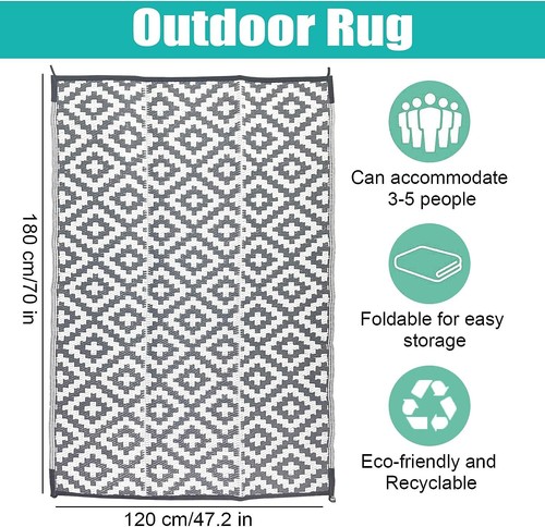 Outdoor Rug Garden Geometric Large Waterproof Patio Area Non Slip Deck Floor Mat - Picture 8 of 10