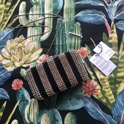 From St Xavier x Revolve Crystal Box Clutch Black Party Cocktail NWT $140 
