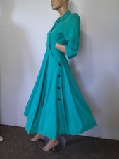 Vtg 80s does 50's Studio 1 FABULOUS Turquoise 140" FULL Sweep Swing Dress S EVC