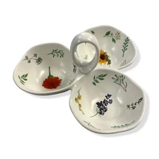 $52 Rosanna White Bloom Trio Appetizer Side Snack Plate
