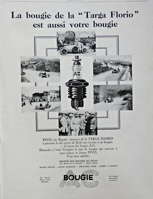 PRESSEWERBUNG 1928 DIE KERZE AC DER TARGA FLORIO IST AUCH IHRE KERZE