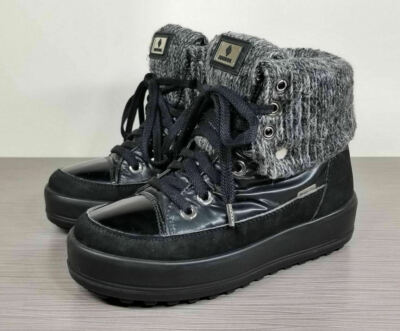 Jog Dog Val Louron Foldover Waterproof Boot, Black, Womens Size 6 / 36