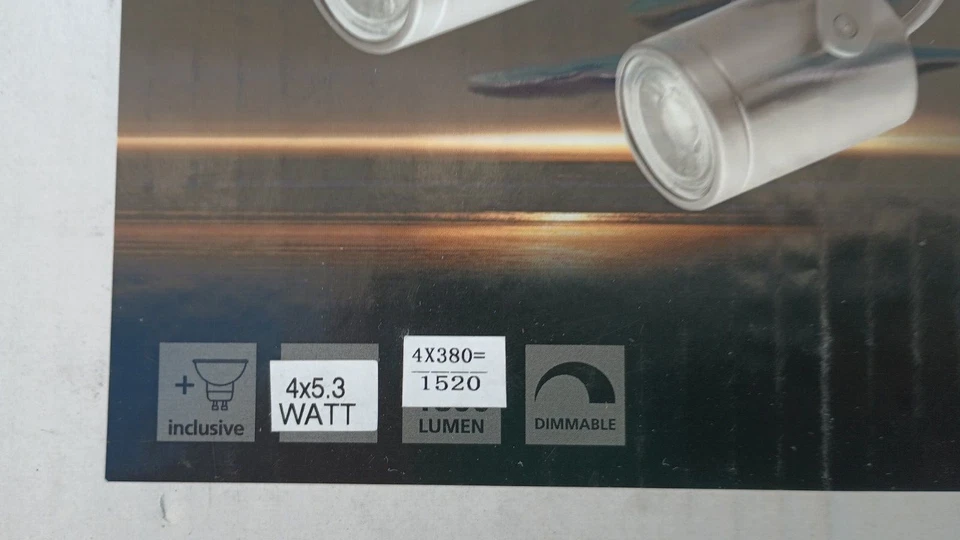 Eglo Lighting 95744A Praceta 10,25 дюйма 20 Вт 4 светодиодных квадратных гусеничных фонаря - Изображение 2 из 4