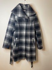 Cherokee Heritage Wool Mix Coat Overcoat Size 10 Black Grey Checked Fully Lined