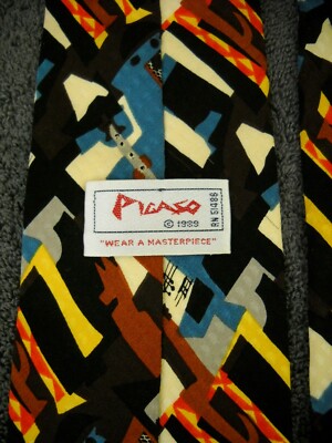 old clothing  Picaso 100% Silk Neck Tie Hand Made 