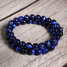 Blue Tiger's Eye 8mm Small Gemstone Bead Healing Reiki Men Women Bracelet Gifts