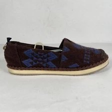 The Sak Shoes Womens Size 8 Brown Blue Tribal Aztec Print Slip On Casual Flats