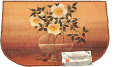 PRINTED NYLON KITCHEN RUG nonskid 18" x 30" A VASE OF FLOWERS, D Shape, AH