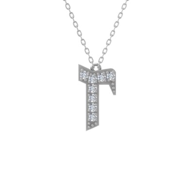 14k Weißgold Lab Grown Diamant Initiale r Halskette 18'' Silber Kabel Kette