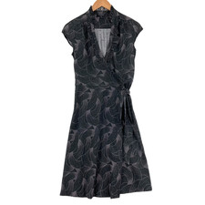 Banana Republic Women's Black Band V-Neck Cap Sleeve Fit & Flare Dress Size 0