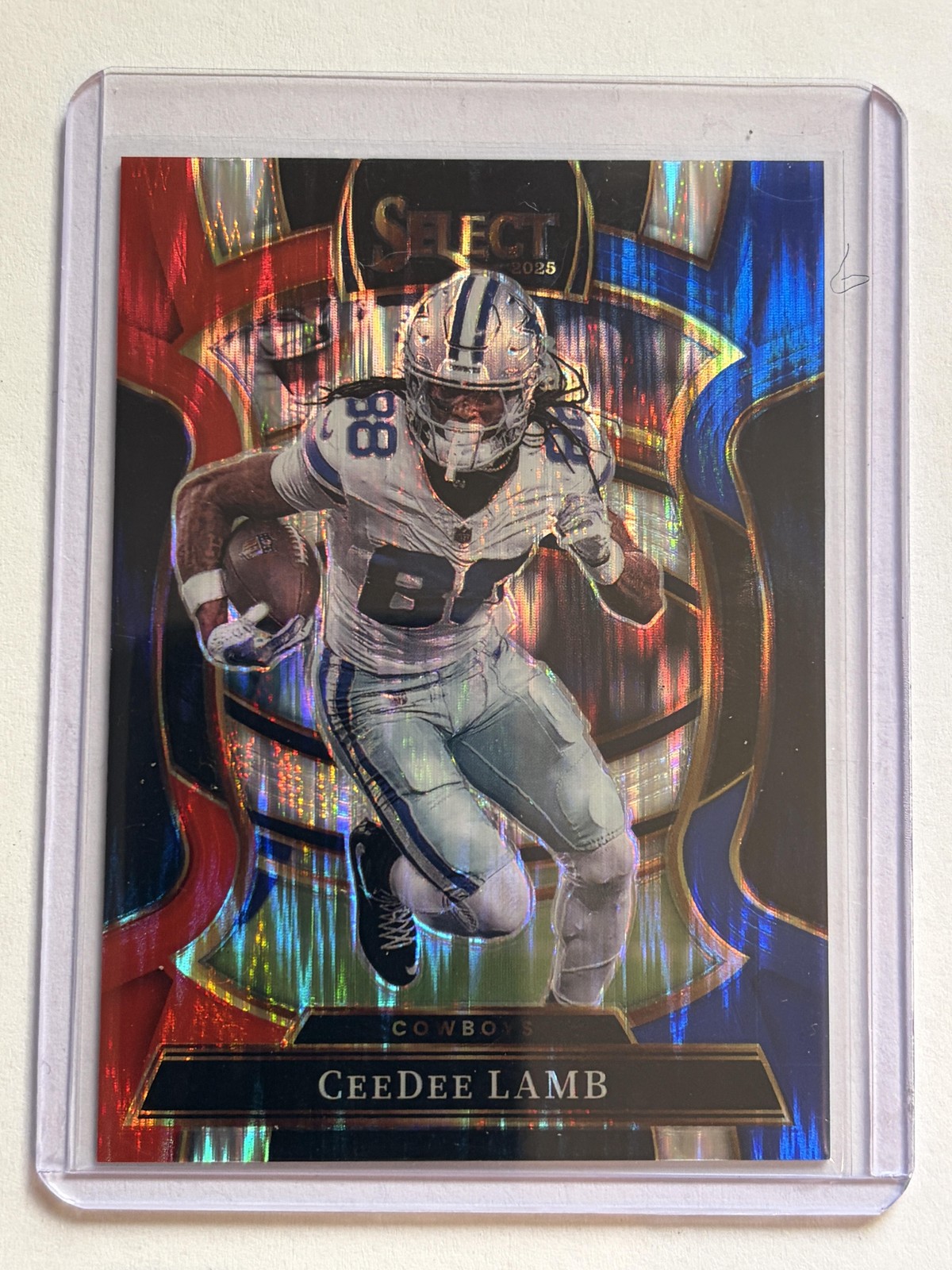 2025 Panini Select #98 CeeDee Lamb Red and Blue Prizm Shock