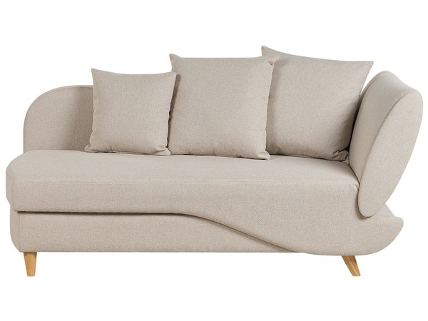 Chaiselongue Leinenoptik Beige Rechtsseitig Mit Stauraum Kissen Modern Meri II-image