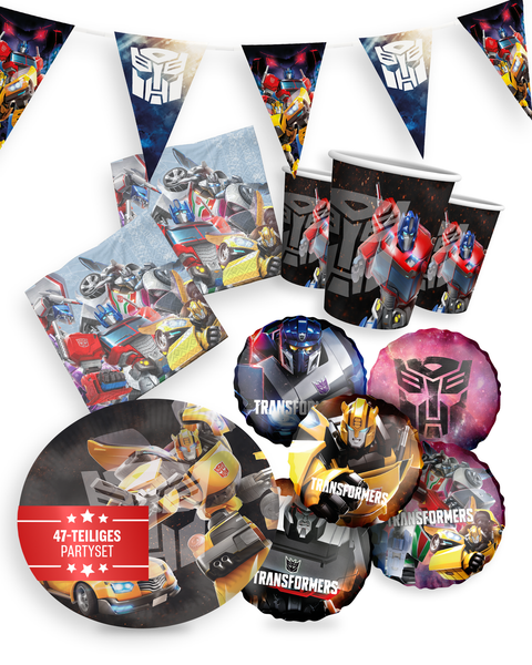 Transformers Party Set 47Tlg Mit Ballons Wimpelkette Tellern Bechern Servietten-image