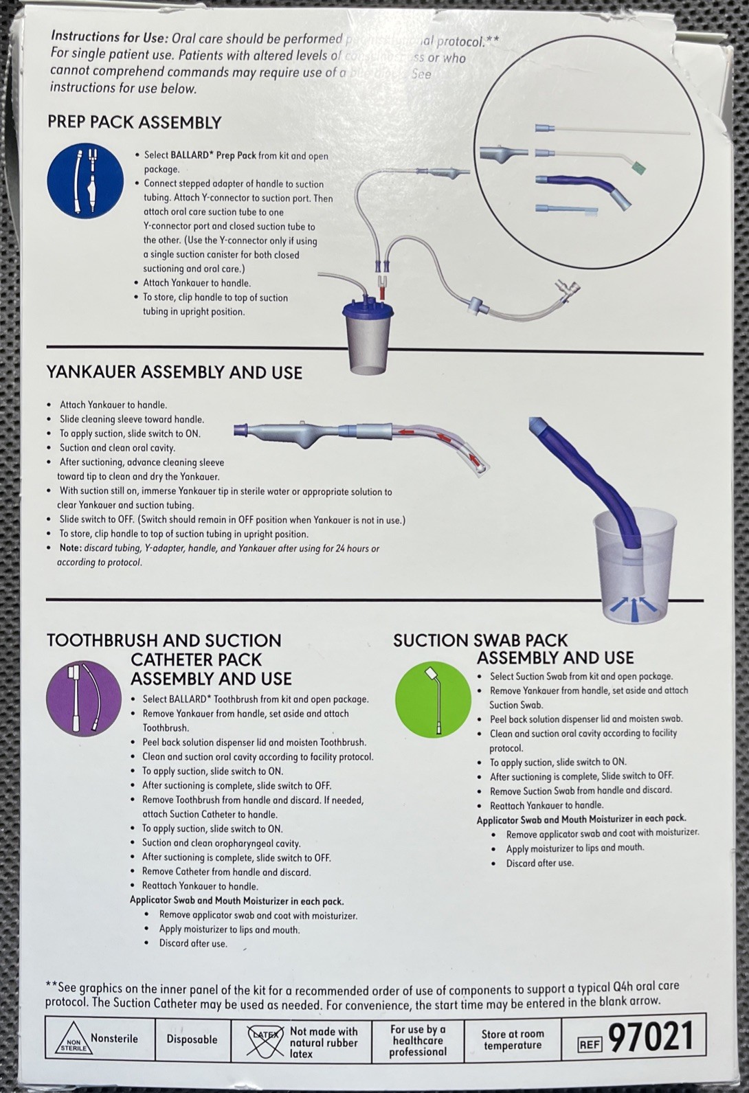 Avanos Ballard 24hr Oral Cleansing Care Kit Suction Swab, Toothbrush & Catheter