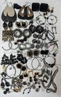 Vintage to Modern 51 Black Matching Pairs Earrings Costume Jewelry Lot #11