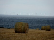 Photo A3 Bale of hay and wind farm (telephoto) Cromer/TG2142 A large of c2013