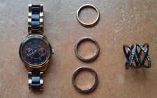 ** ESPRIT Uhr Damen braun metallic mit passenden Ringen ** TOP