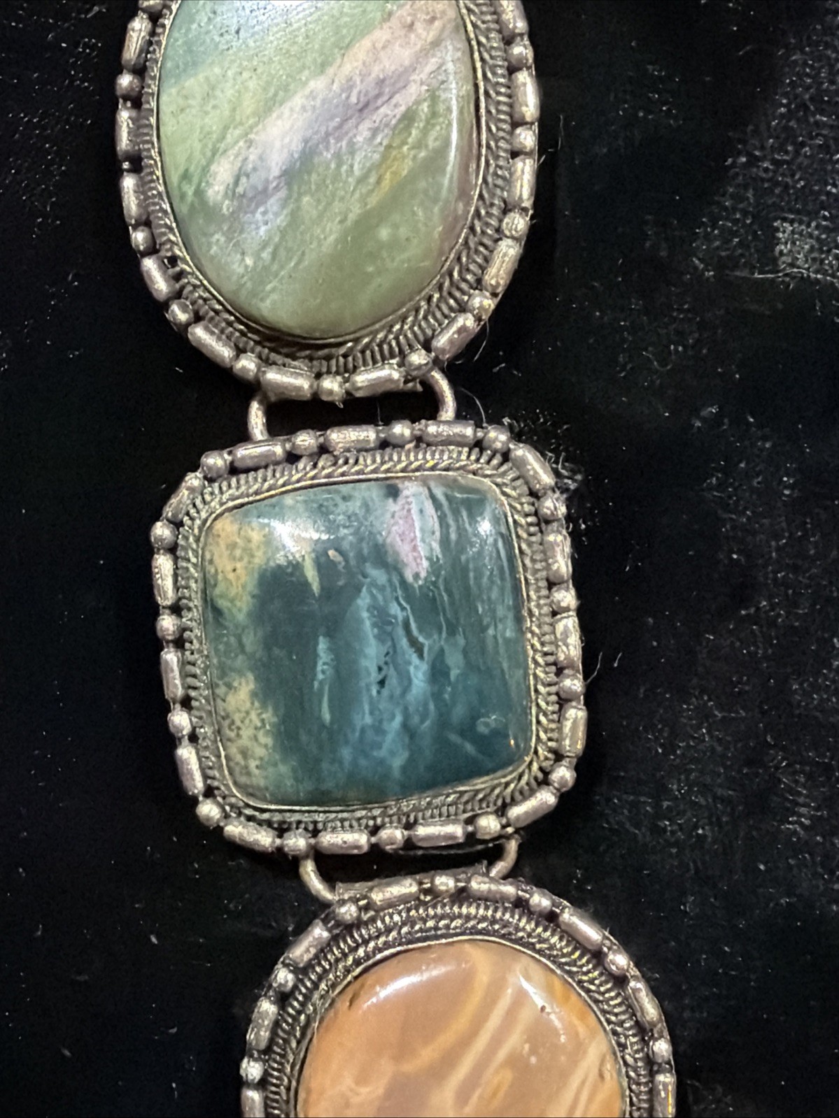 Vintage Multi-Stone Statement Bezeled Silver-tone… - image 13