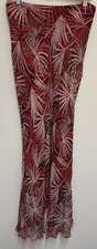 Vtg Y2K Willi Smith 100 Silk Maxi Skirt Red White Leaf Cottagecore Fairy Sz 10