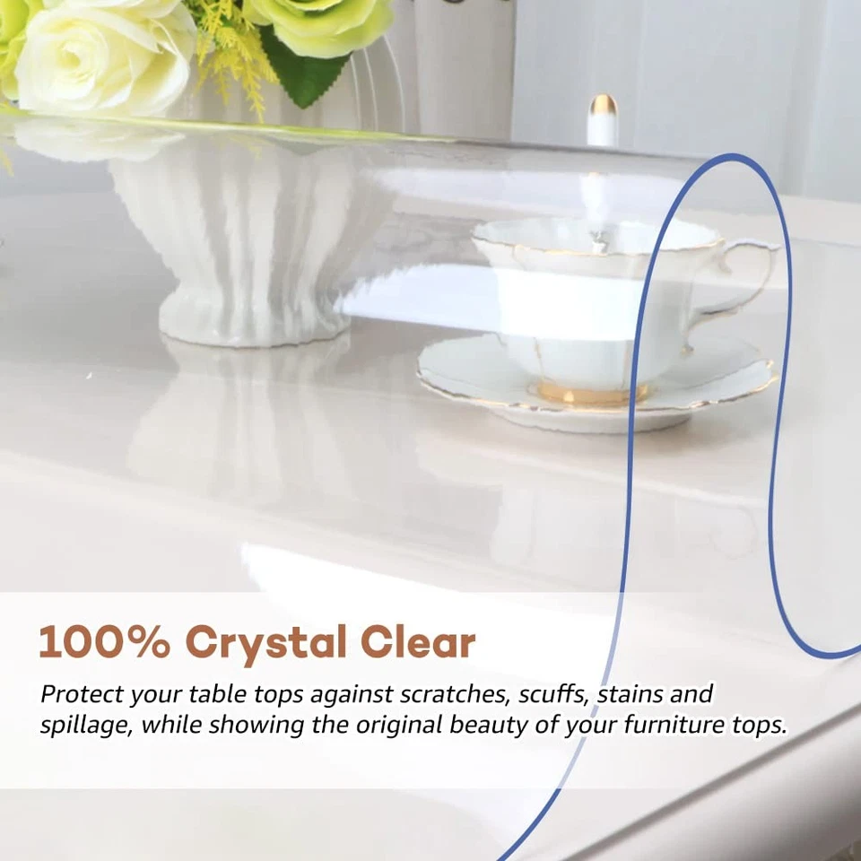22 x 60 Clear Plastic Dining Room Table Protector PVC Table Pad Cover Tablecl... - Image 4 of 4