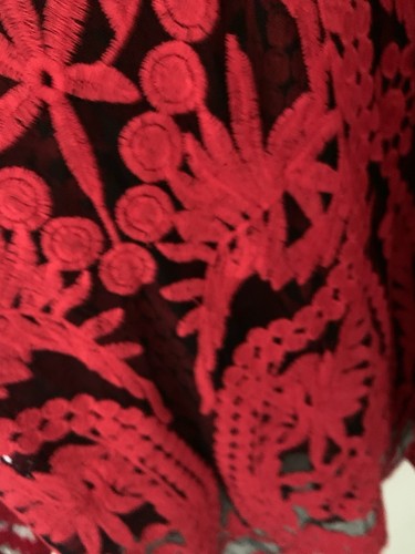 Catherines Womens Top Sz1x Red Sheer Mesh Embroidered Cottage Romantic Boho - Picture 3 of 12