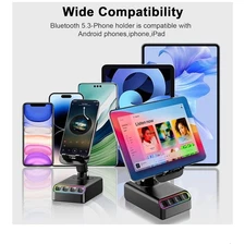 Cell Phone Stand with Wireless Bluetooth Speaker and Anti-Slip Base HD Surround