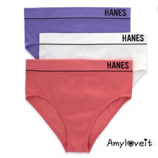 Hanes Originals Women's Seamless Rib Hi-Leg Bikini Underwear Size XS New