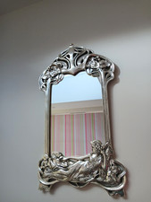 ART NOUVEAU Style SILVER Resin Wall Hanging Mirror