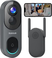 BOTSLAB 5MP Wireless Video Doorbell Camera,180  Head-to-Toe R811, Dark Grey